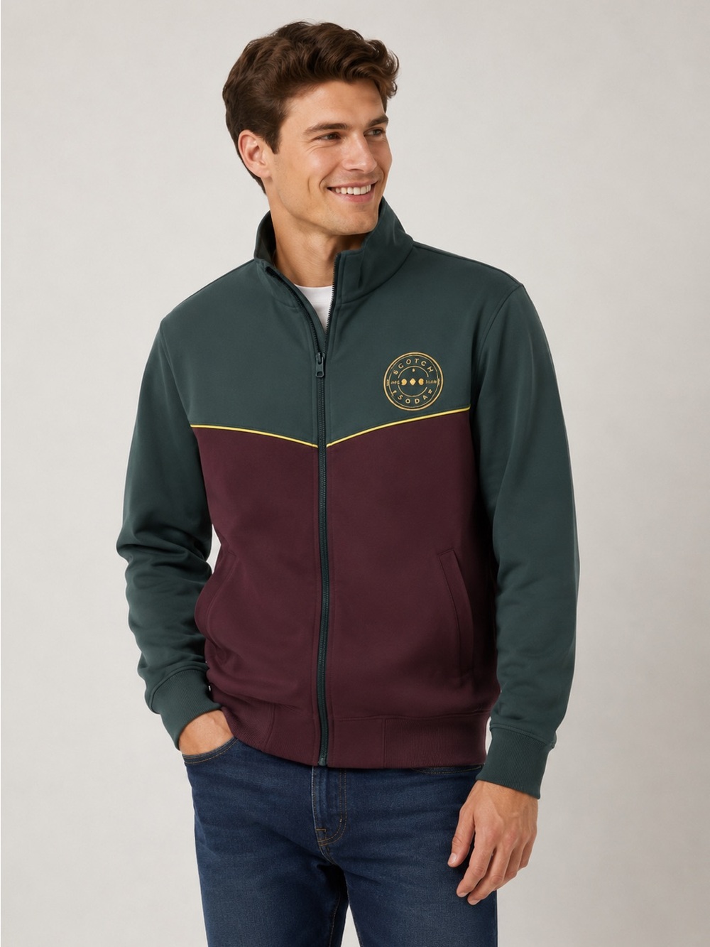 Scotch & Soda Men's Green and Burgundy Jacket